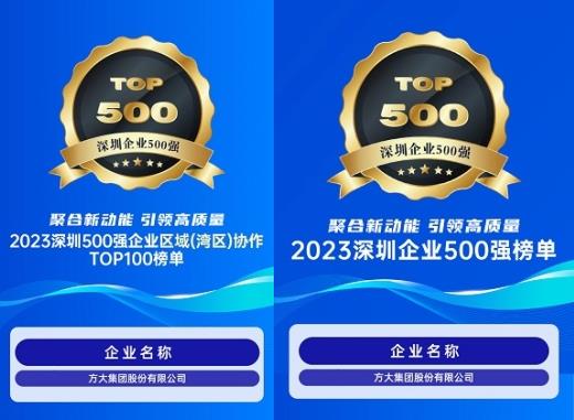 方大集團連續(xù)6年上榜深圳企業(yè)500強